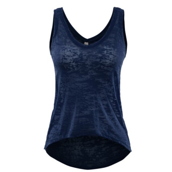 Color Story Tops - Navy blue burnout flowy lounge relaxed tank top